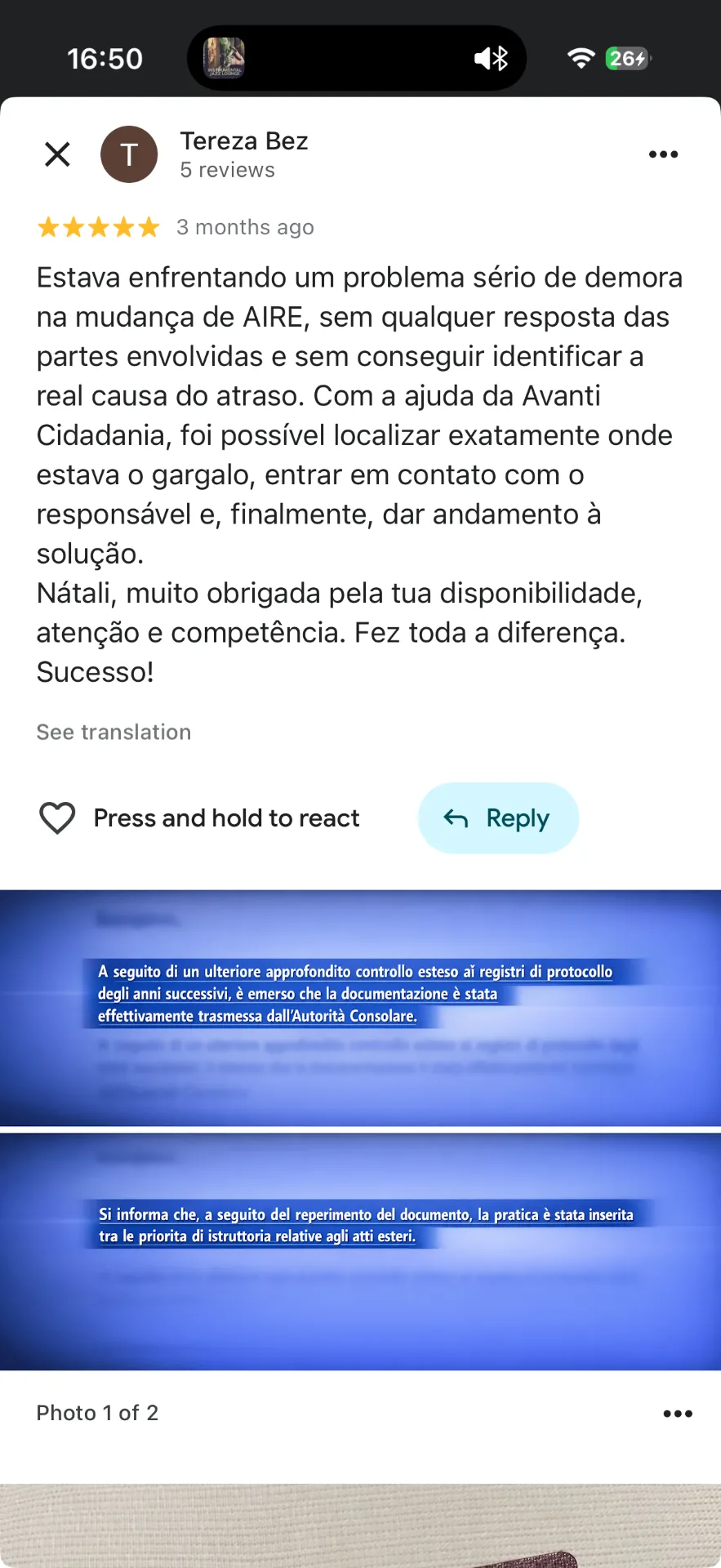 Depoimento de Tereza Bez